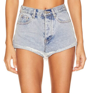 Superdown Cutoff Jean Shorts Size 23 Light Wash Faded Denim High Rise $68 NEW